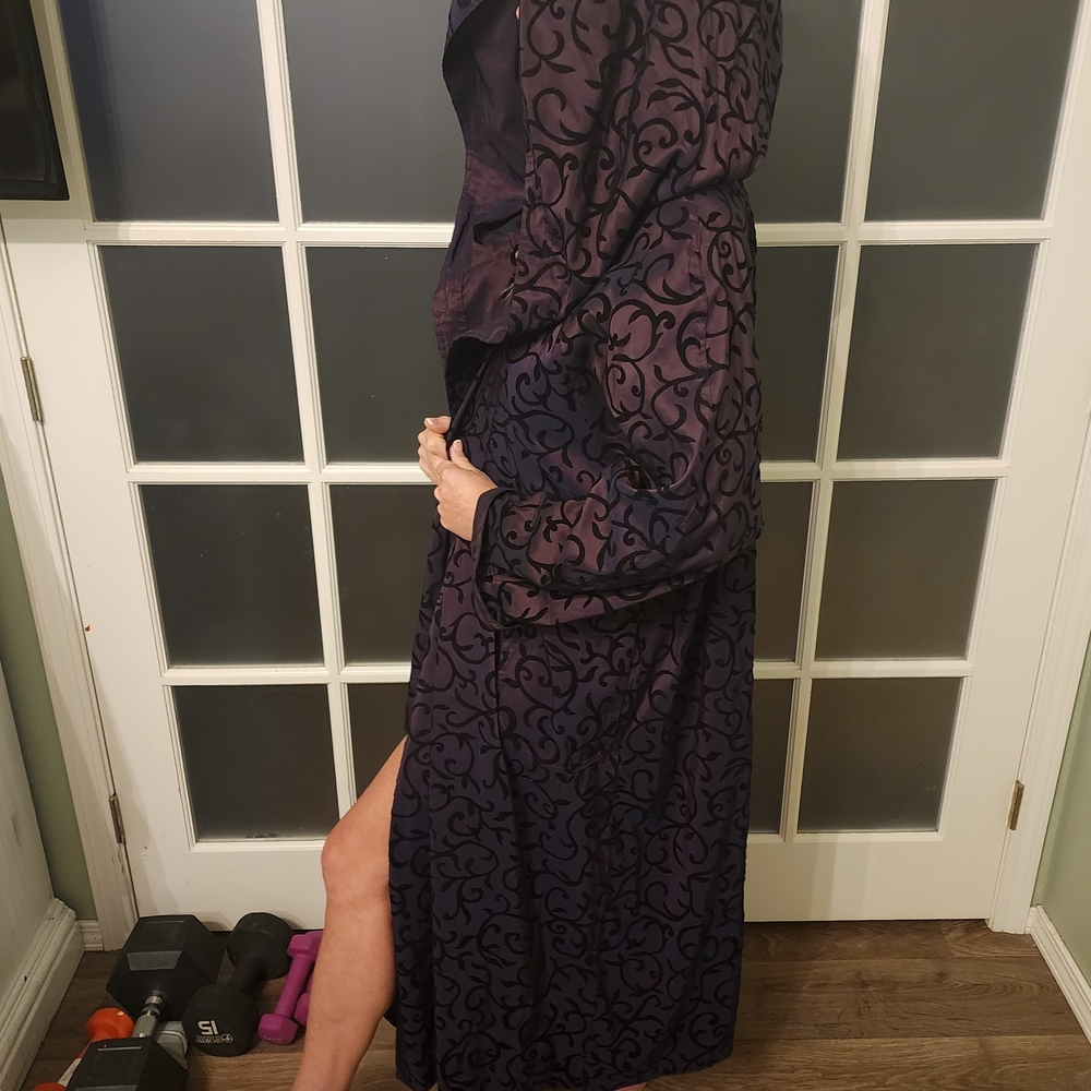 Stylish Black and Purple Trench Coat